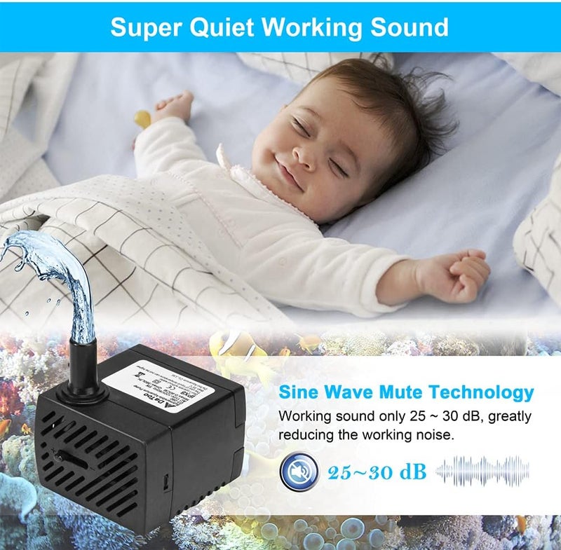 DATOO 95GPH 5W Small Submersible Water Pump Mini Fountain Pump Ultra Quiet For Aquarium Fish Tank Pond Statuary Hydroponics - Image 5